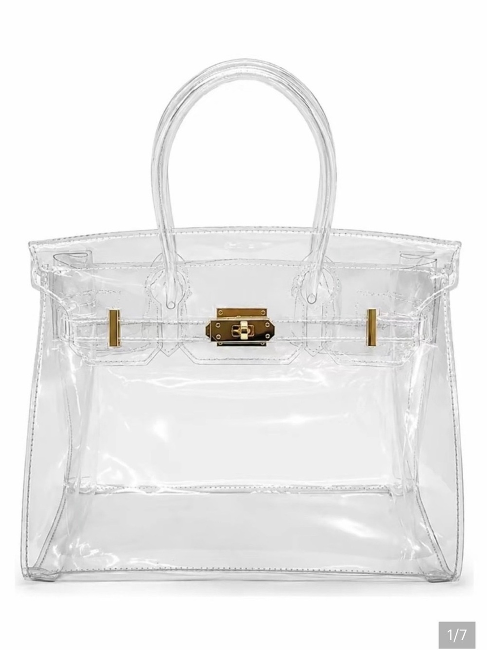 Clear PVC Tote Bag with Gold Hardware - Women Bags
